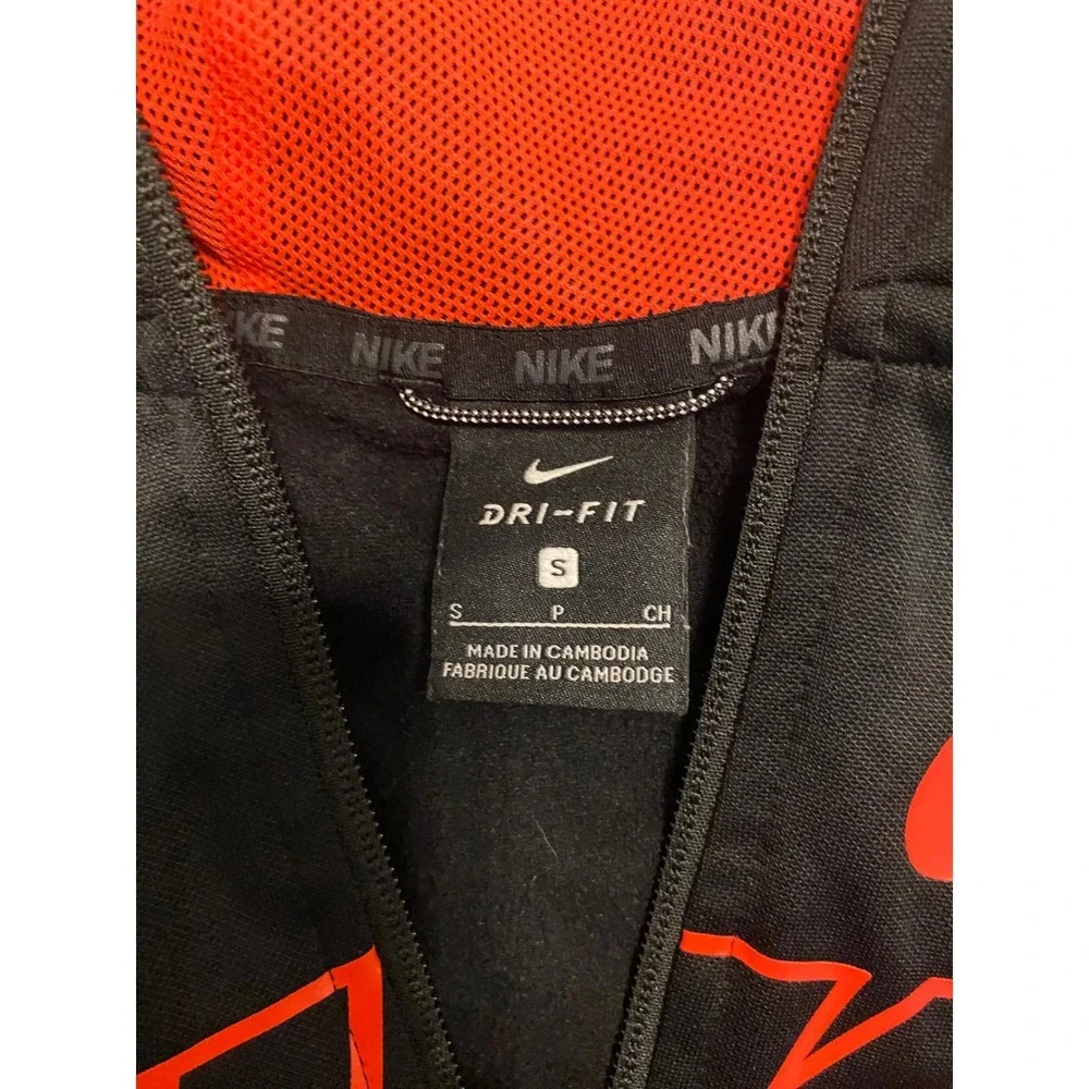 Kids Nike Dri Fit Jacket Boys Small Black Orange Full‎ Zip Hoodie